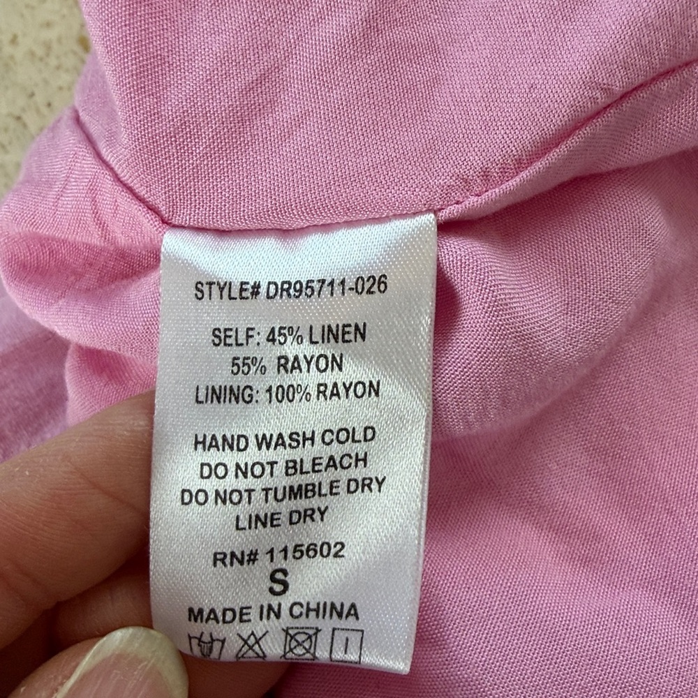 Lulus Lush Billie Light Pink Button Front Mini Wrap Dress women’s size small - Picture 9 of 10
